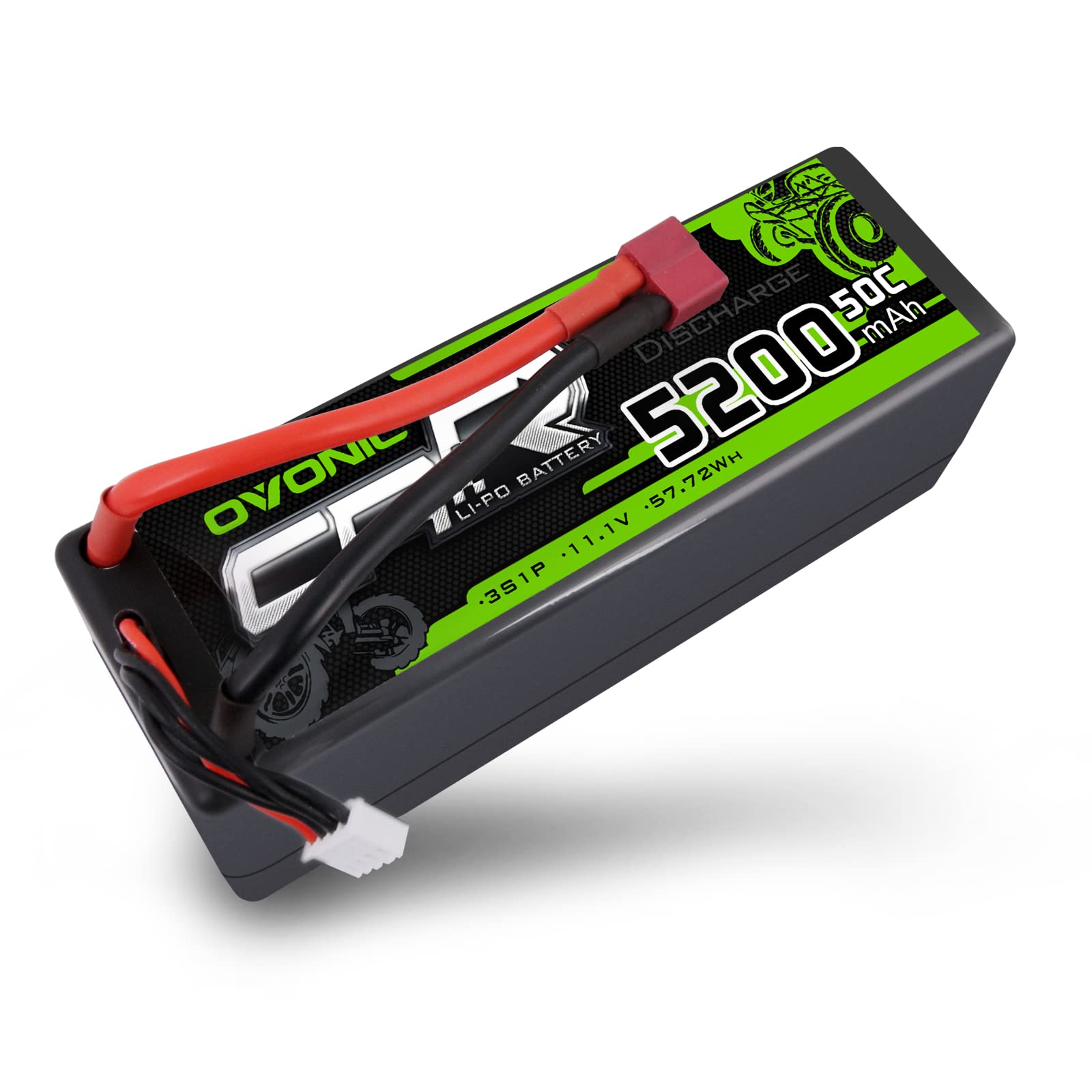 OVONIC RC Lipo akumulator 3S 11,1 V 5200 mAh 50C Dean T wtyczka Hardcase LiPo ogniwa baterii do FPV RC samolotu, samochodu, Evader BX, quadcoptera, helikoptera, ciężarówki, łodzi (1 sztuka)