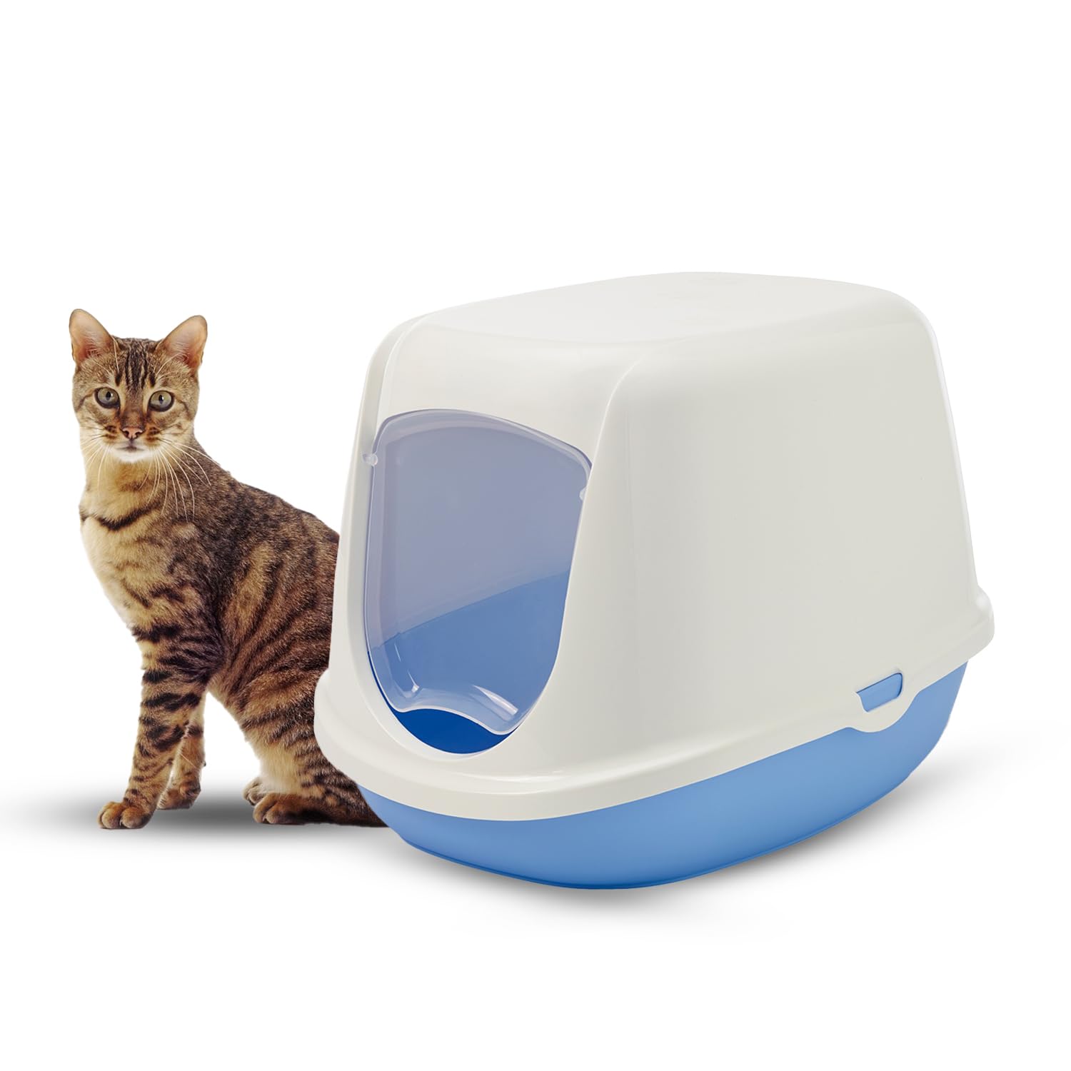 Savic Duchesse Toilet Home for Small Cats, 18x14x13 inch, Prevent Throwing of cat Litter, Durable, Lightweight, Easy to use and Reduces Odor, Perfect Toilet Training Aid Your Cat, Pale Blue (B09FKJCH6G) Amazon Price History, Amazon Price Tracker