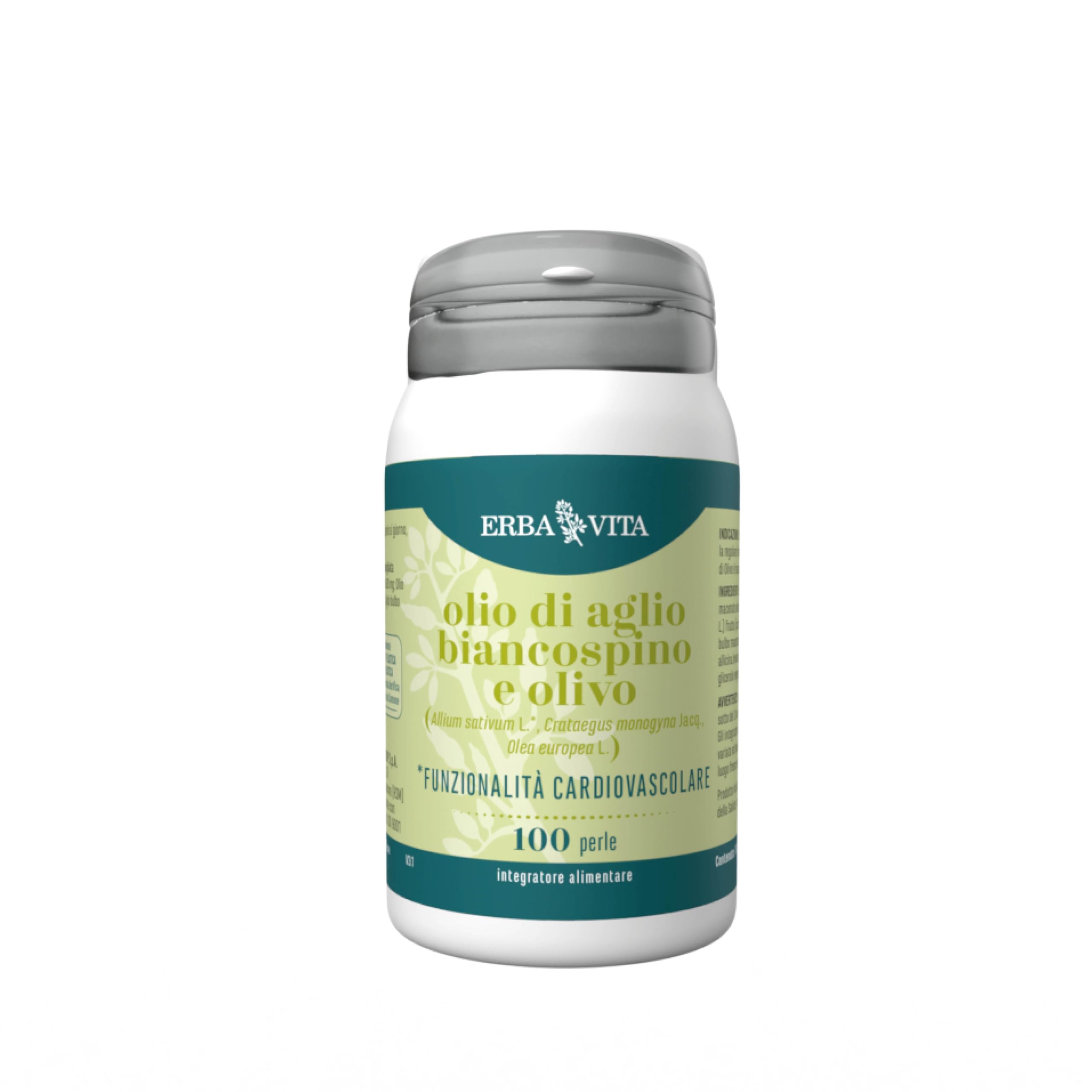 Erba Vita Integratore alimentare di olio di Aglio, olio di Biancospino e olio di Olivo - 100 Perle
