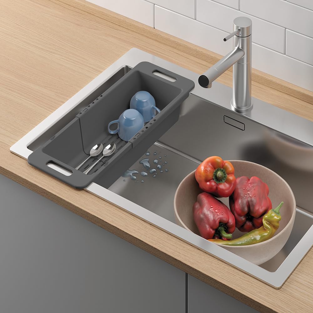 Metaltex Drain-Flex kosz do mycia naczyń – wysuwany 35-52 cm, wytrzymały i lekki