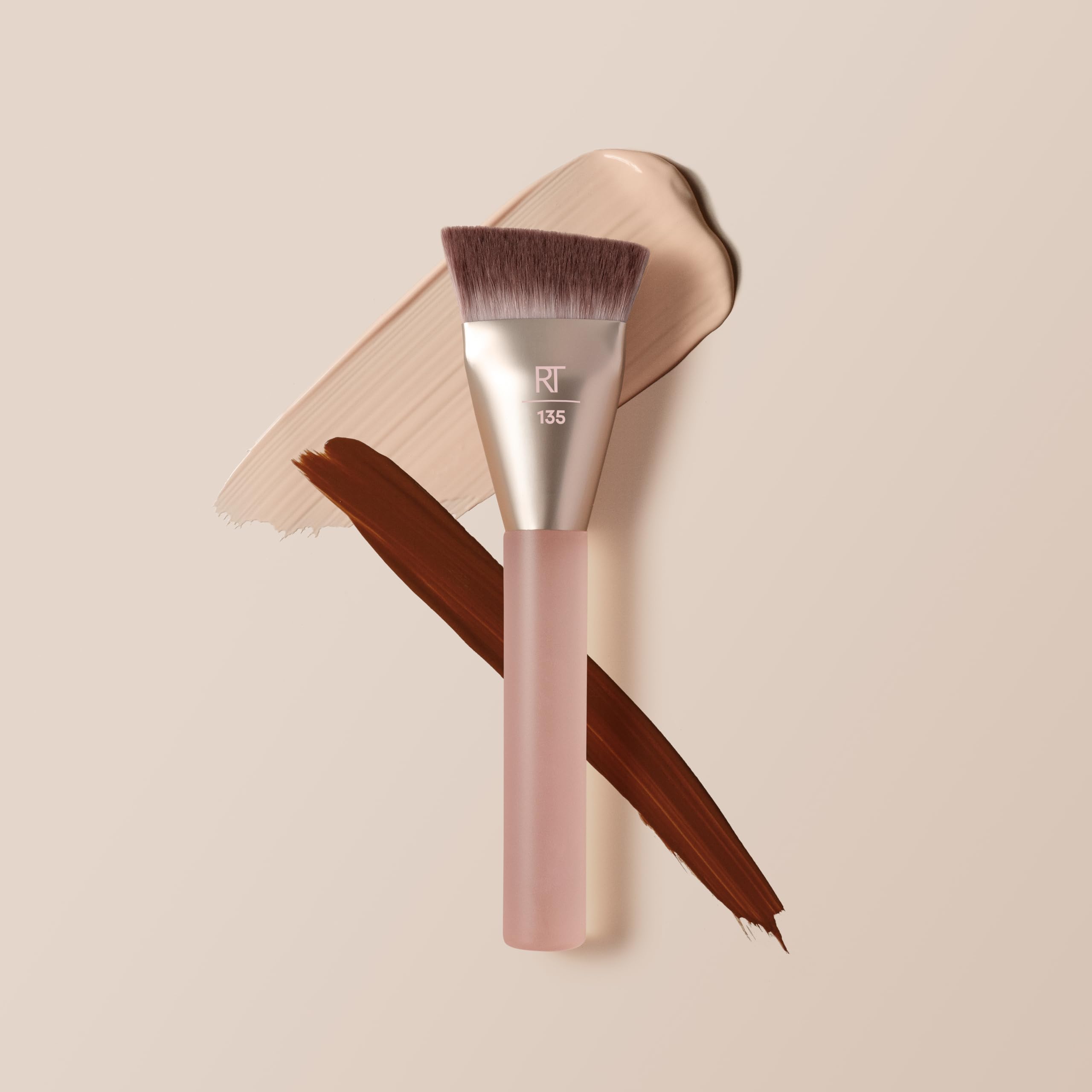 Real Techniques New Nudes H-Diamond Blending Brush, Foundation, Contour & Blush Makeup Brush for Seamless Liquid or Cream Coverage, Diamond-Shaped Head, Cruelty-Free, 1 Count