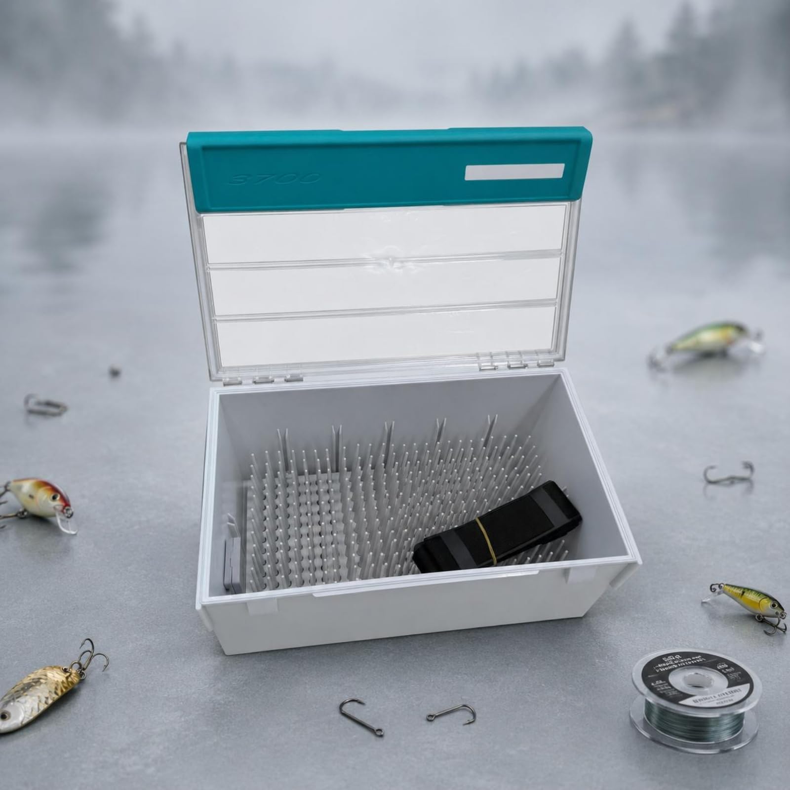 Hardbait-Box Steckeinsatz Angelköder-Aufbewahrungsbox Viele Stifte Köderbox für Angler, Grün