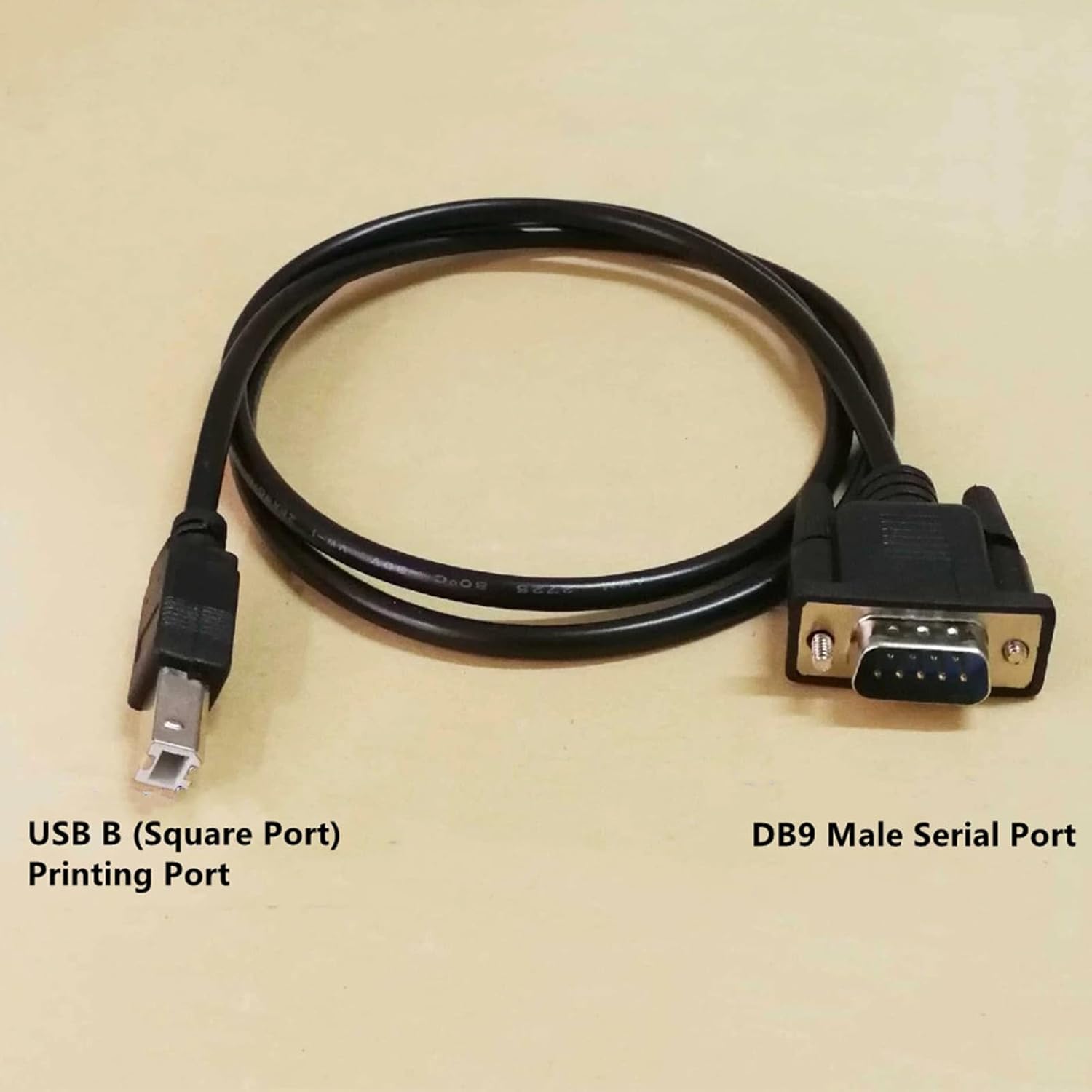 Câble adaptateur DB9 mâle vers port USB B mâle RS232, câble série USB type B vers DB9, câble adaptateur d'imprimante de transmission de données, 1 mètre