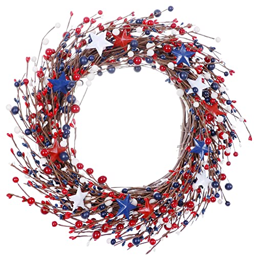 Llzll 20Inch Patriotic Wreaths For Front Door 4Th Of July Handmade Red White And Blue Berry Wreath Fourth Of July Memorial Day Independence Day Patriotic Wreath For Front Door Decorations (Berry) #TOP3