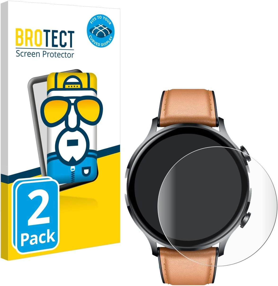 BROTECT 3D Curved Screen Protector for NONGAMX Smartwatch 1.39" (2 Pack) - Full Screen Coverage