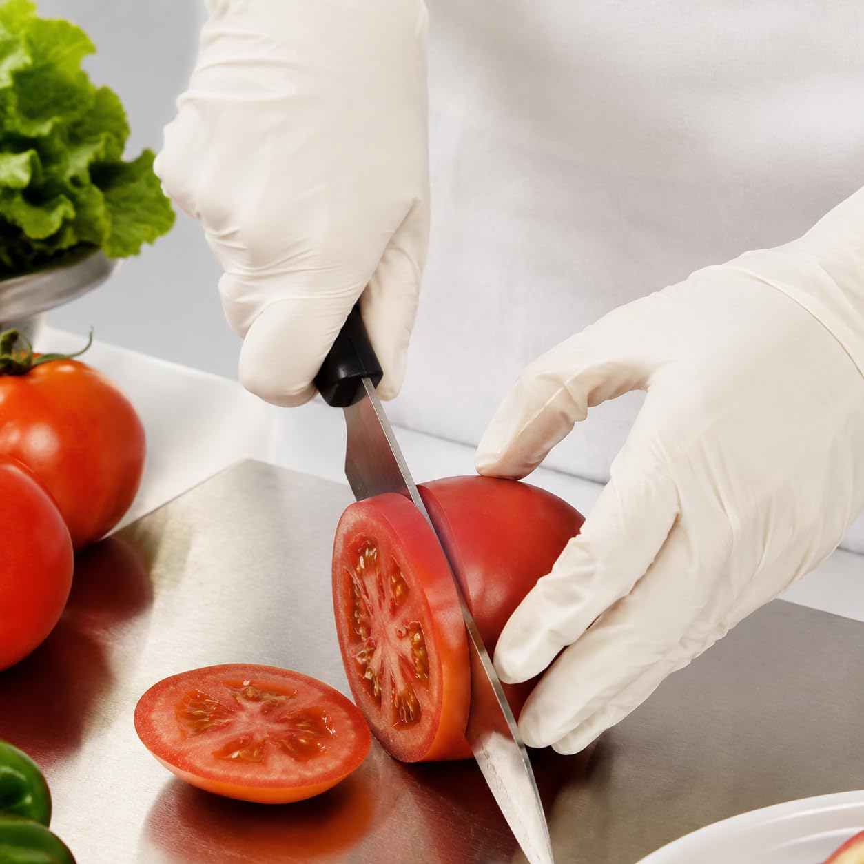 Guanti da Monouso in Nitrile di qualità Alimentare con Palmo Antiscivolo E Protezione da E Preparazione dei Pasti E Il Servizio di Catering Adatti per Cuochi E Personale di Sala, L