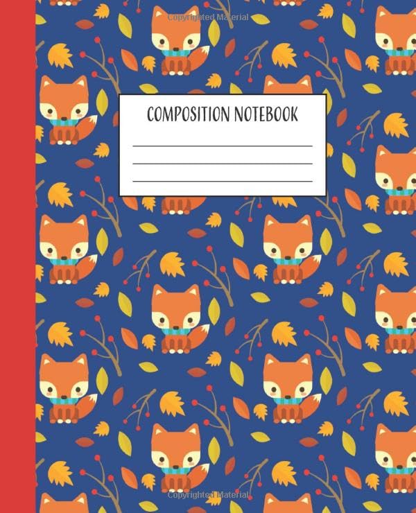 Composition Notebook: Red Fox Composition Book | College Ruled Notebook | Lined Journal | 100 Pages | 7.5 X 9.75" | School Subject Book Notes| Student ... Adult Teacher | Red Fox Composition Notebook