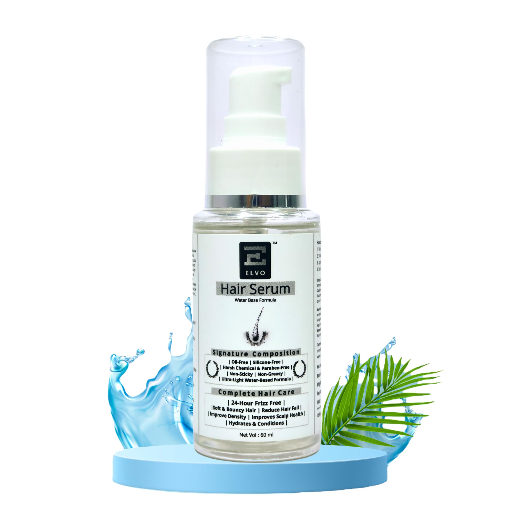 Elvo Hair Serum | Water-Based Formula | all-in-one hair care | reduce hair fall, improve density | Lightweight & Non-Sticky Formula | Frizz Control, bouncy soft and Smoothness | No Parabens/silicon/Sulphates | Unisex Hair Care-image-19