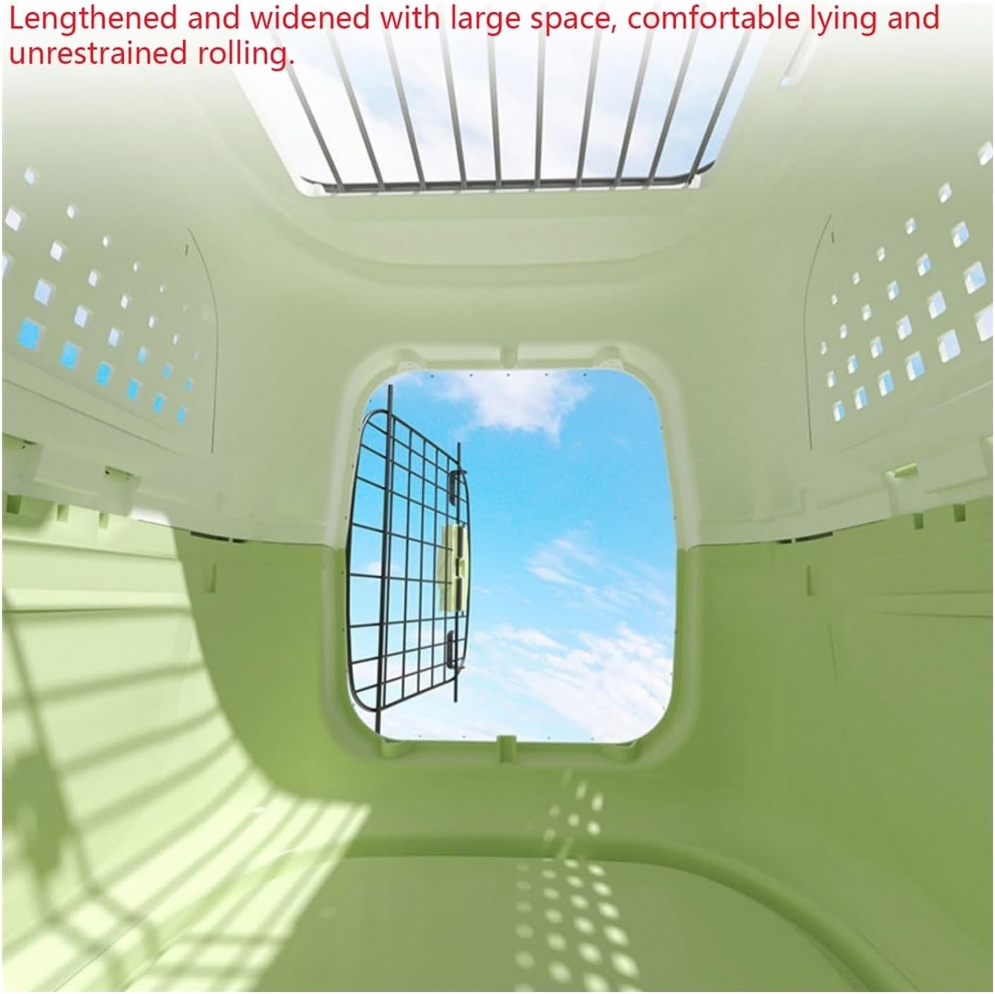 Dog Crate Air Box Cat Cage Checked Pet Breathable Travel Large Capacity Dog ​​Portable Car Space Capsule(Green)