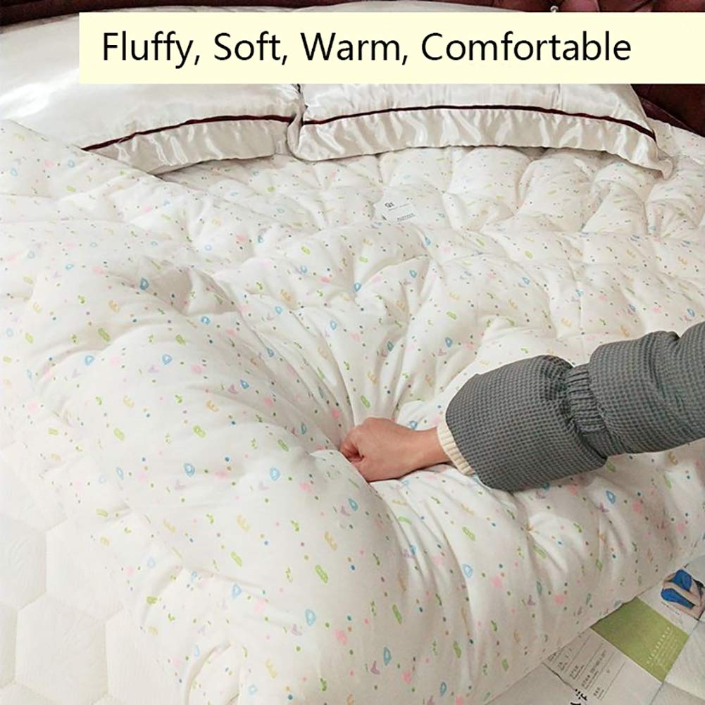 MSM Runde Matratzenauflage, Dick 100% Baumwolle Gesteppter Schutzabdeckung Double Weiß Bett Roll Komfortabel Futon-4cm Thick Durchmesser:180cm
