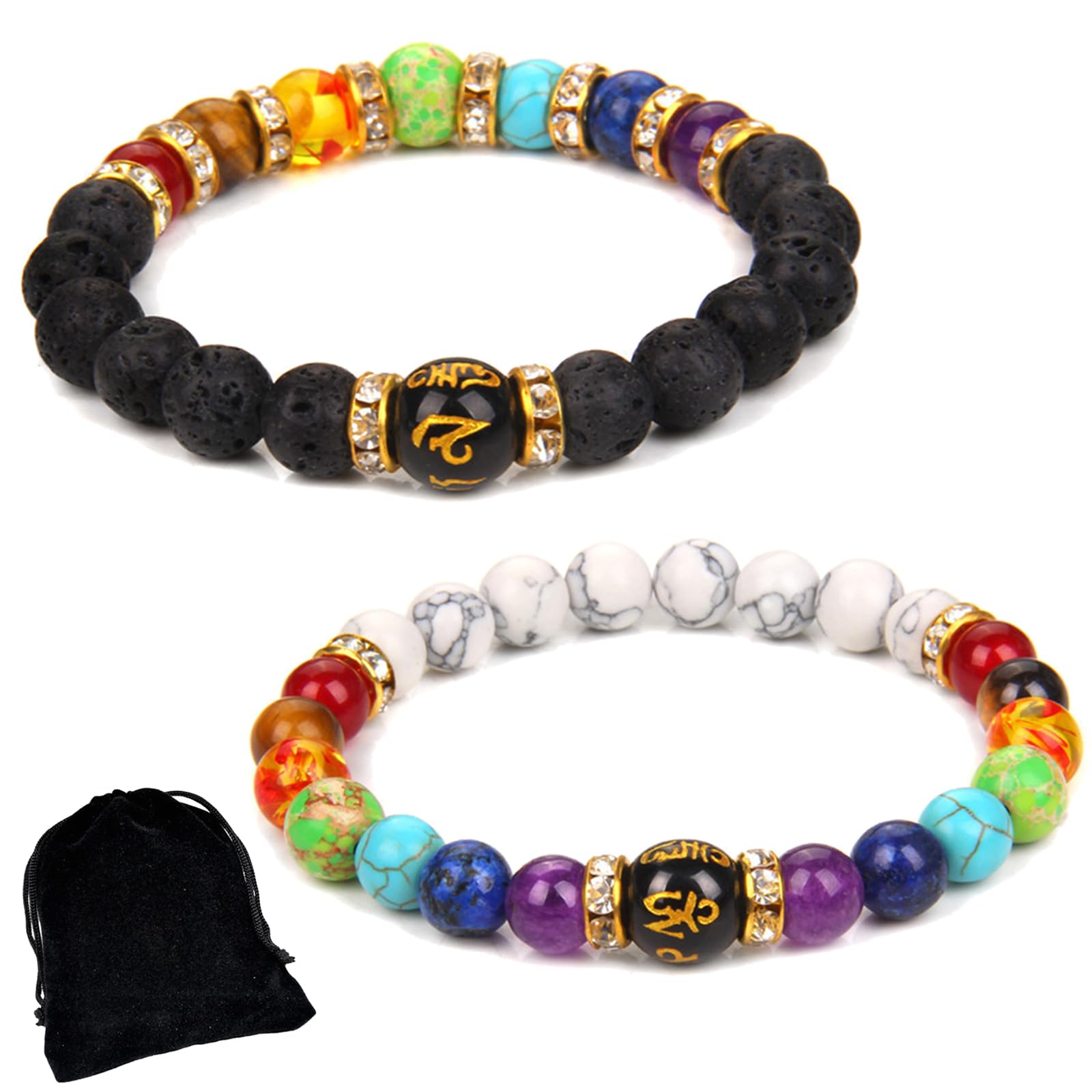 Pulsera 7 Chakras Piedra Natural Energía Yoga Concentración