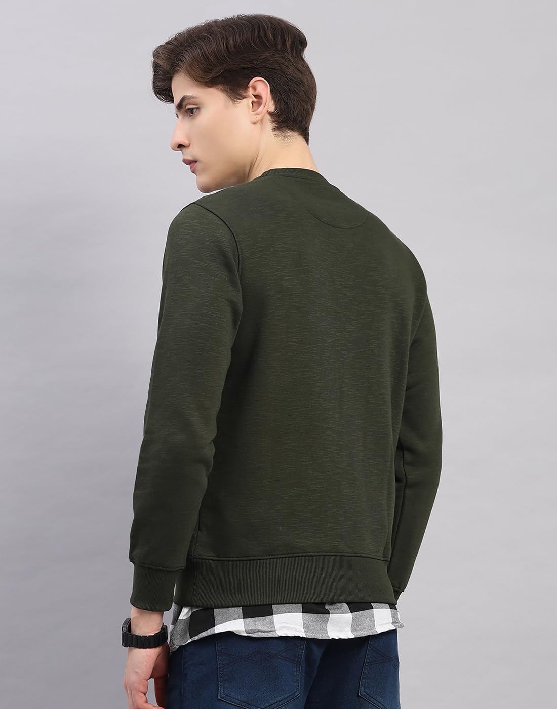 Monte Carlo Men's Regular Fit Printed Round Neck Full Sleeve Sweatshirt| Stylish Sweatshirt for Men | Soft Comfortable Casual Winter Wear for Men's Olive L 2
