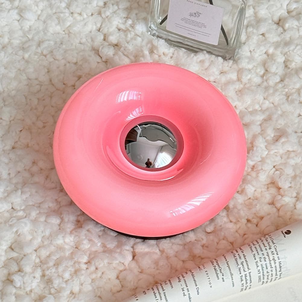EaEa LED Tischlampe Kabellos Akku, Donut Tischleuchte Touch Dimmbar Nachttischlampe USB Aufladbar,ohne Kabel Batteriebetrieben Modern Tischlampen für Schlafzimmer Wohnzimmer Esszimmer,Rosa