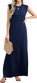 Valtorixia 2025 Beach Vacation Dresses for Women Loose Split Wrinkle-Free Long Maxi Beach Dress with Pockets