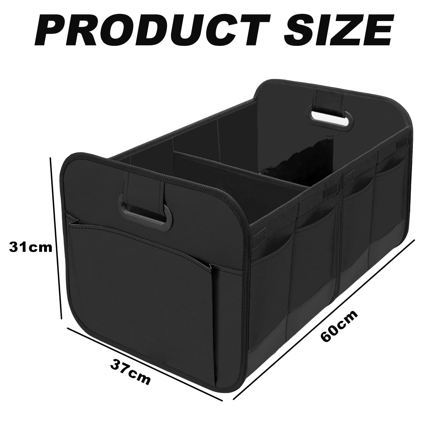 Organizer Bagagliaio Auto,Organizer Baule Auto Pieghevole con Scomparti,Borse per Bagagliaio con Tasche Extra e Pareti Rinforzate,Cuscinetti Antiscivolo per Campeggio