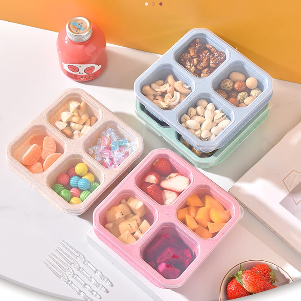 Scatola Snack 4 Pezzi Con Scomparti - Lunch Box Riutilizzabile Impermeabile Per Frutta, Merenda E Ufficio - Foto 4