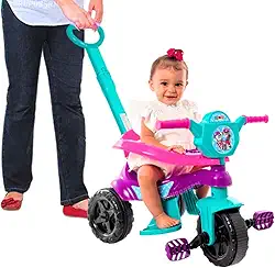 Carrinho de passeio infantil andador bebe didatico de empurrar com pedal haste proteção removivel totoka motoca menina menino velocipede triciclo brinquedo de atividades (Roxo)