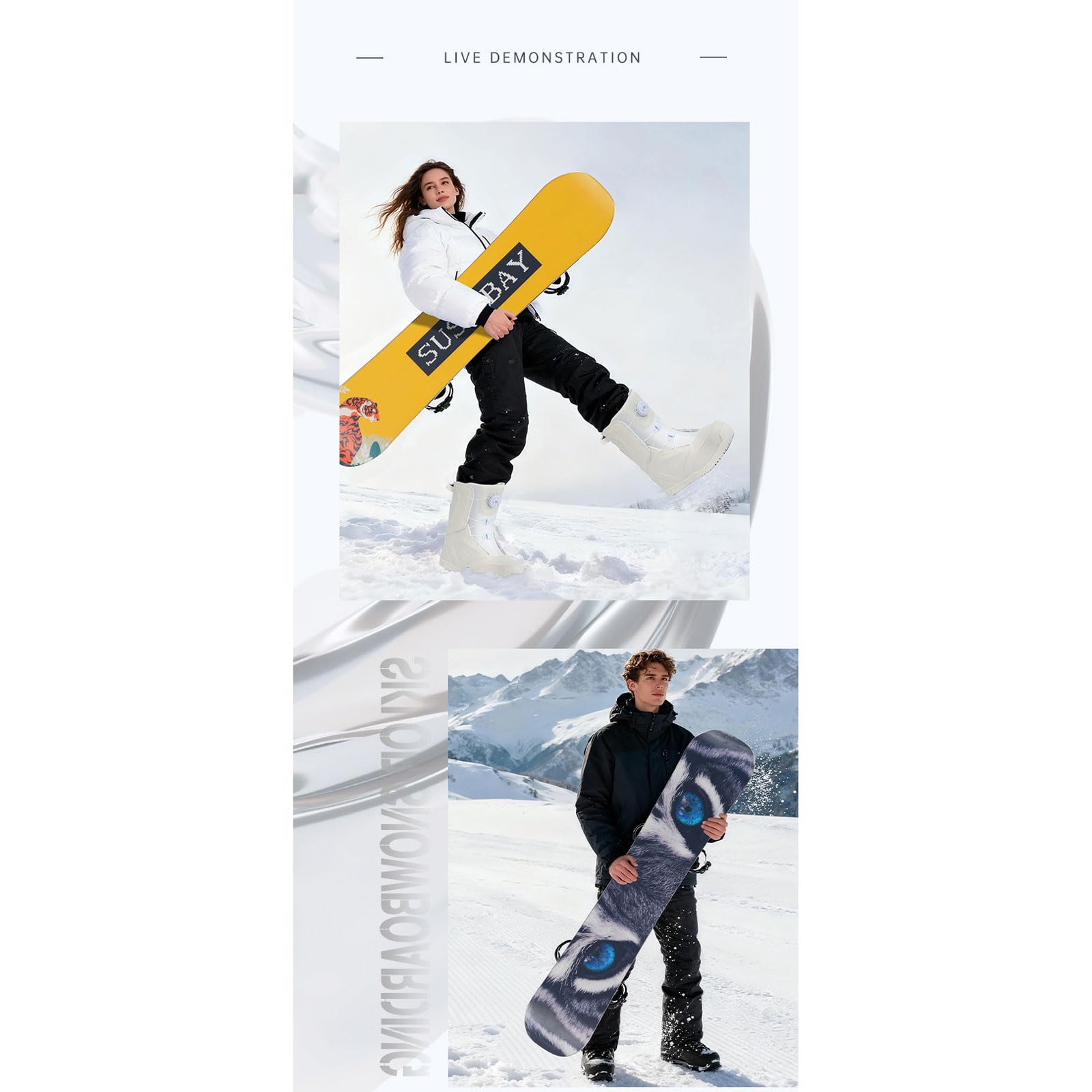 Snowboard Boots - Snowboardboots - Snowboardschuhe - Snowboard Schuhe - All Mountain Freeride Freestyle - mit Schnellverschluss - Damen - Herren - 2 x Farben - Größen 36-45