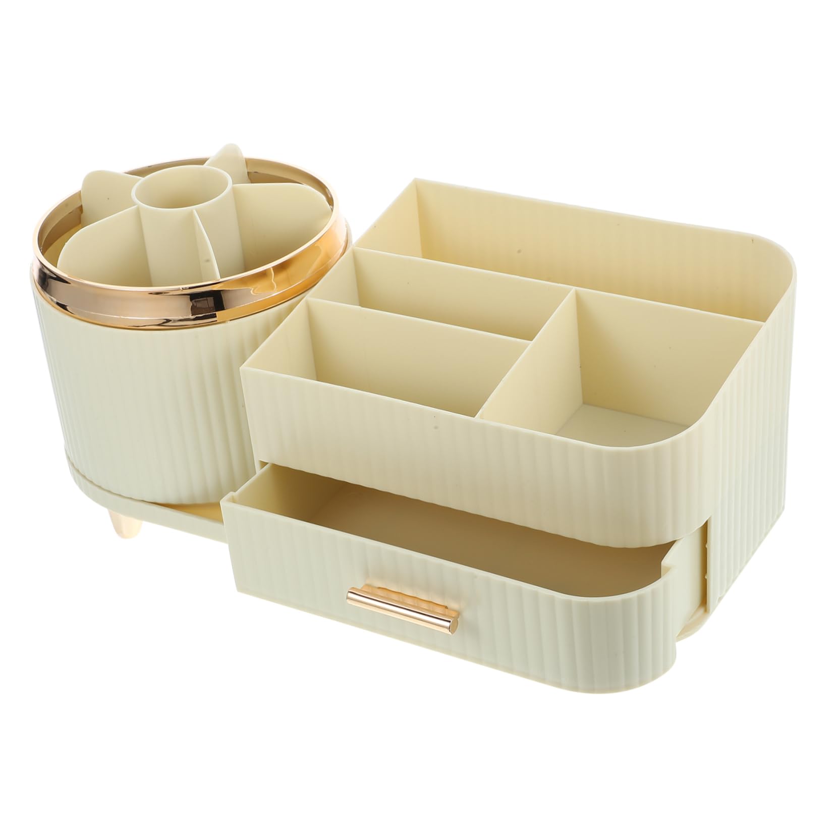 BESTOYARD Drehbarer Make Up Pinselhalter mit Organizer, Pet, Beige