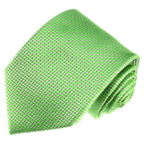 LORENZO CANA - Cravate design 100% soie vert clair citron à chevrons pastel 84534
