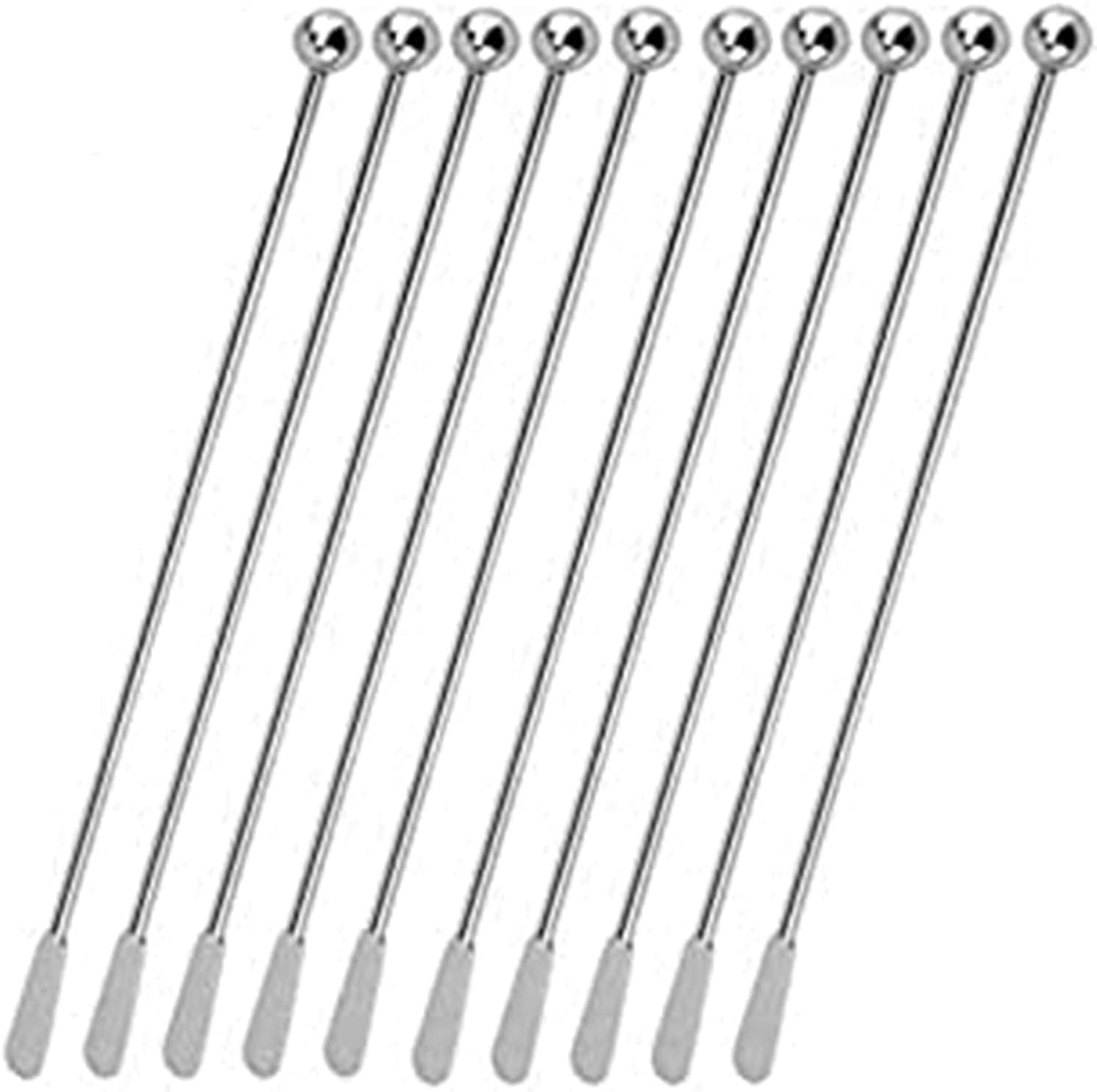 Stainless Steel Coffee Beverage Stirrers Stir Cocktail Drink Swizzle Stick with Small Rectangular Paddles (10 silver)