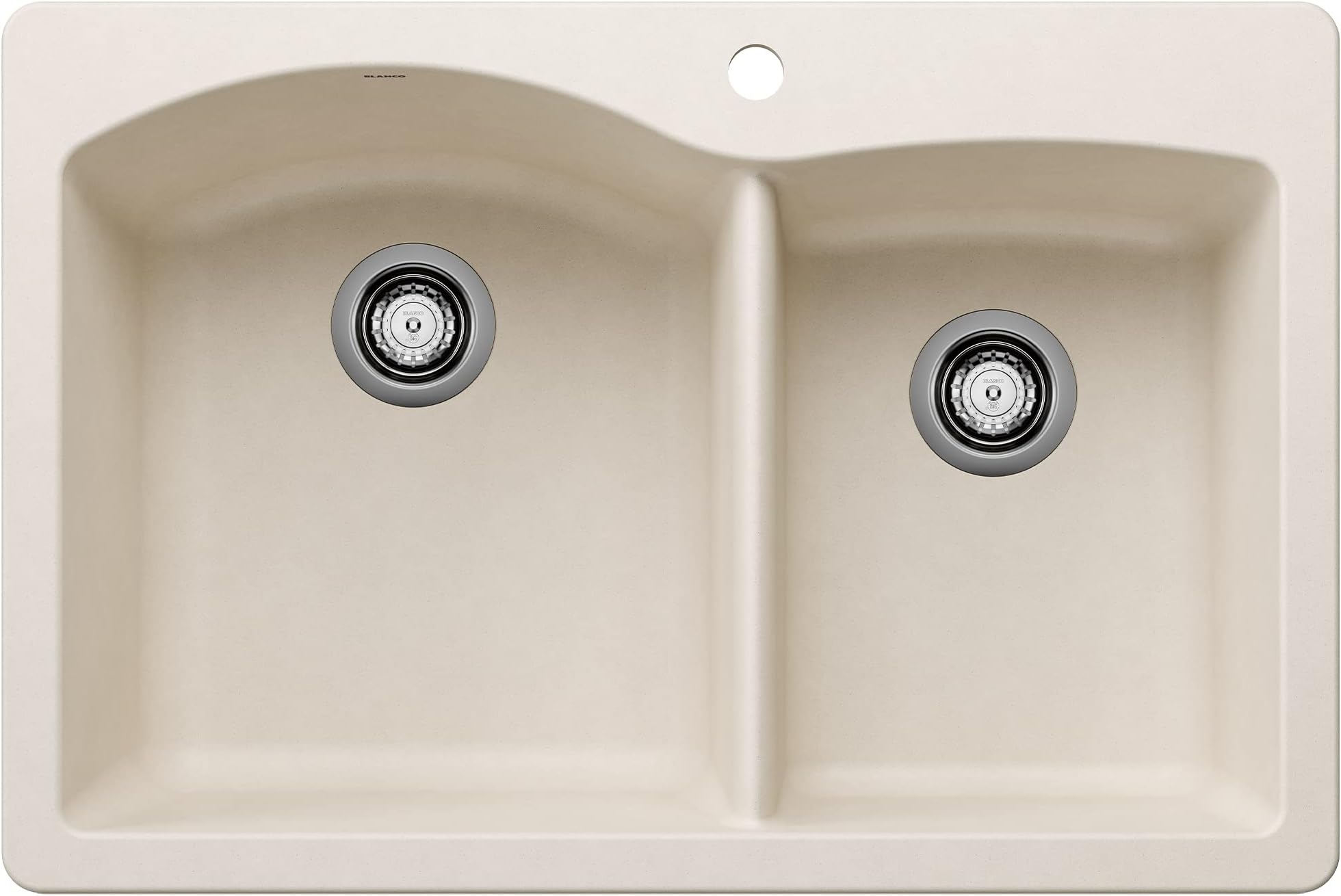 BLANCO443063 Diamond Silgranit 60/40 Double Bowl Undermount or Drop-In Kitchen Sink, 33" L X 22" W - Soft White