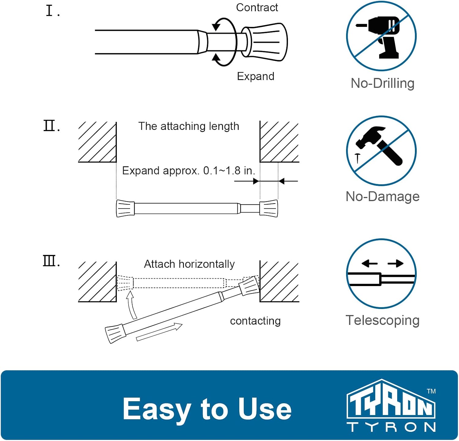 TYRON 6Pcs Spring Tension Curtain Rods for Windows 28 to 48 Inch, Bronze Adjustable Extendable Small Tension Rod No Drill, Room Divider Doorway Curtain Tension Rod