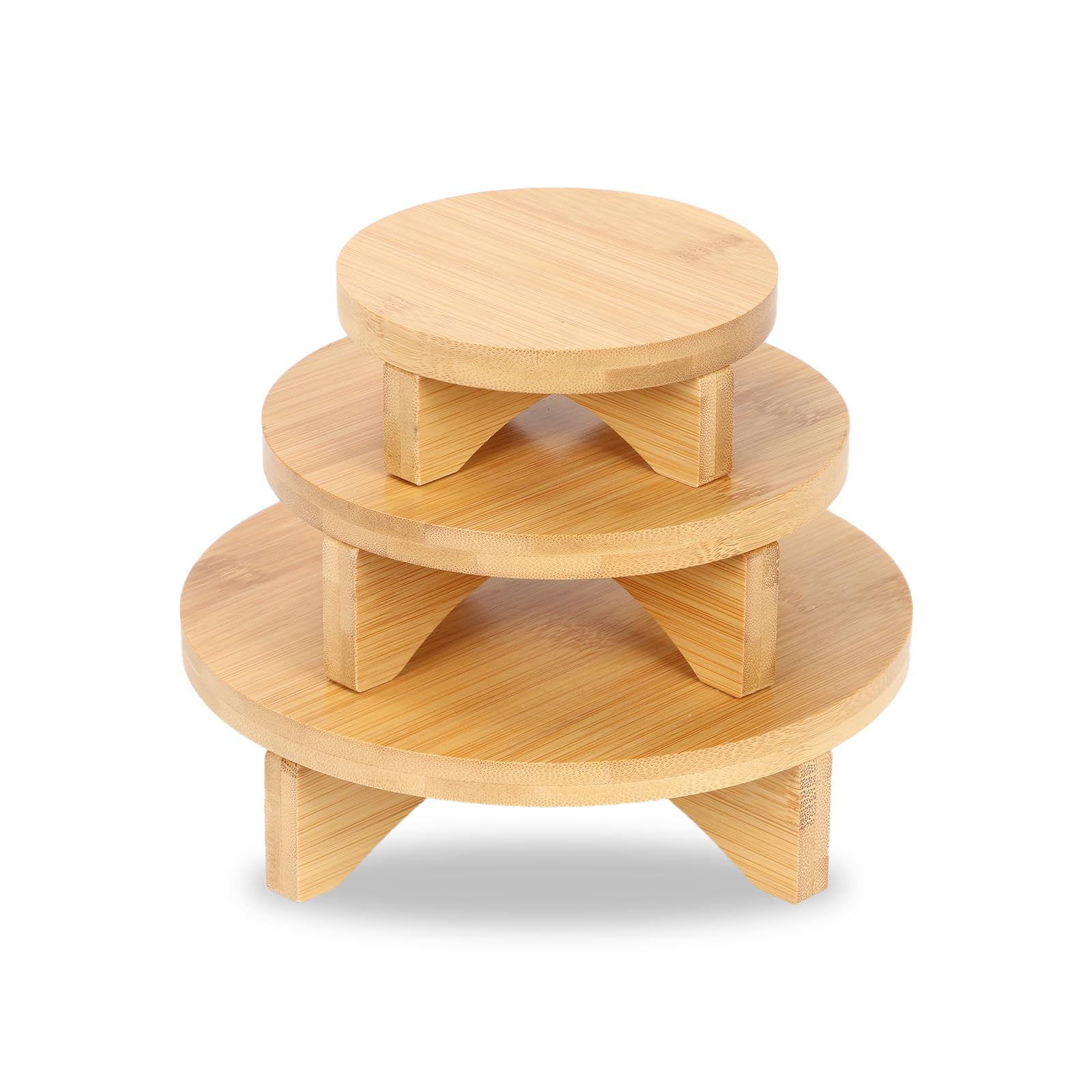 Tefola 3 PCS Blumenhocker Holz, 50 Pfund Gewichtskapazität Ausstellungsständer für Holzhocker, Abnehmbar Klein Holzschemel für Präsentation von Pflanzen, Tischdekorationen, Büchern Oder Geschenken