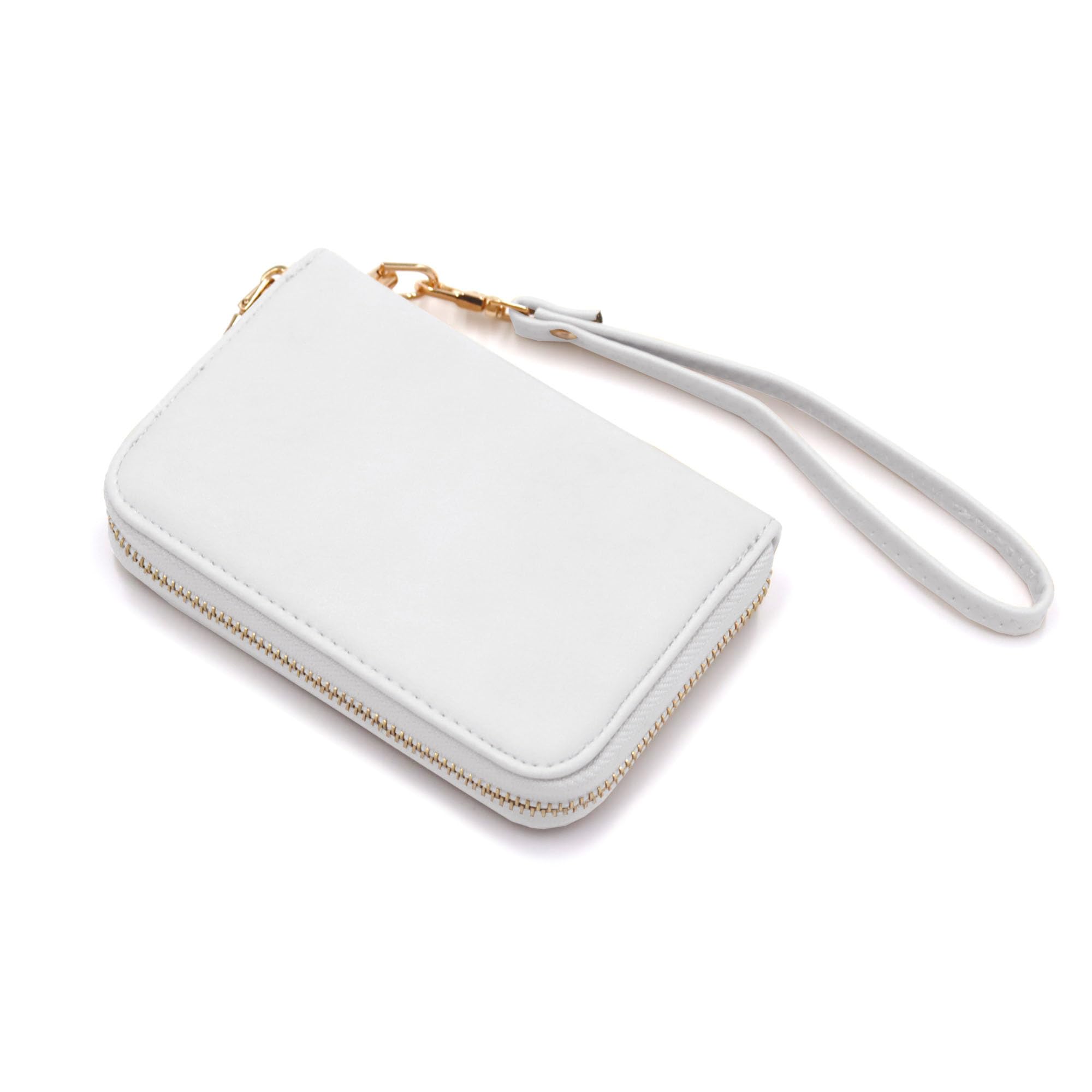 LOVESOME Womens Small Zip Around Wristlet Wallet(White)