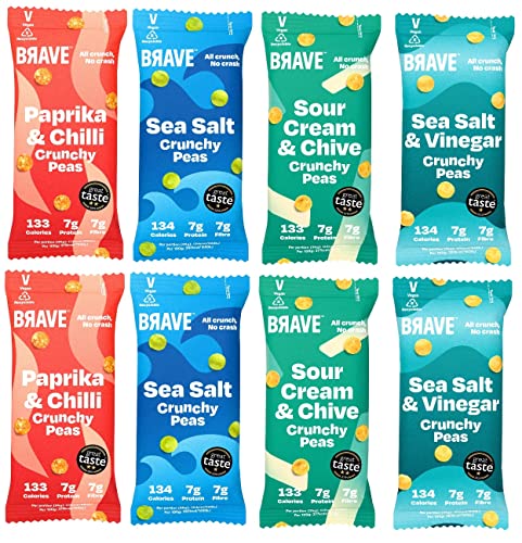 Brave Roasted Peas 8 x 35g Snack Bags Mixed Case