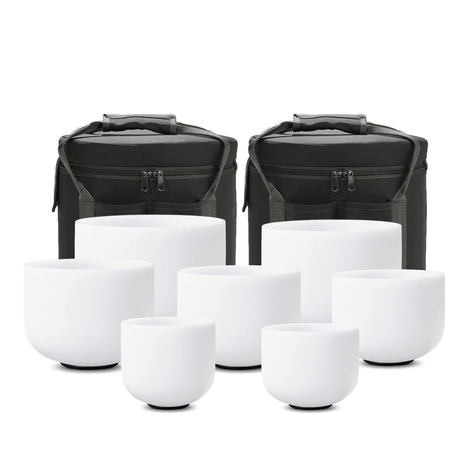 6-12"/7-12"7 szt. Zestaw matowej misy dźwiękowej z kryształu kwarcu do medytacji z torbą do noszenia (Size : 432Hz with Green Bag)