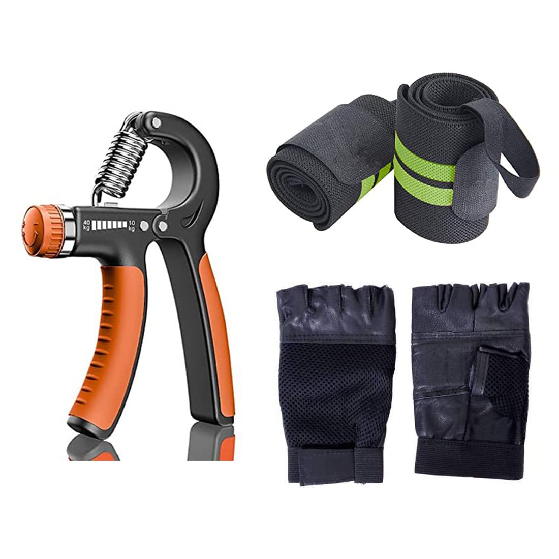 JAIS BOY - we made for young generation Jaisboy Combo Green Wrist Support Band/Wraps With Thumb Loop Strap&Adjustable Hand Grip Strengthener,Orange Hand Gripper For Men&Women For Gym Workout&Gloves-picture-10