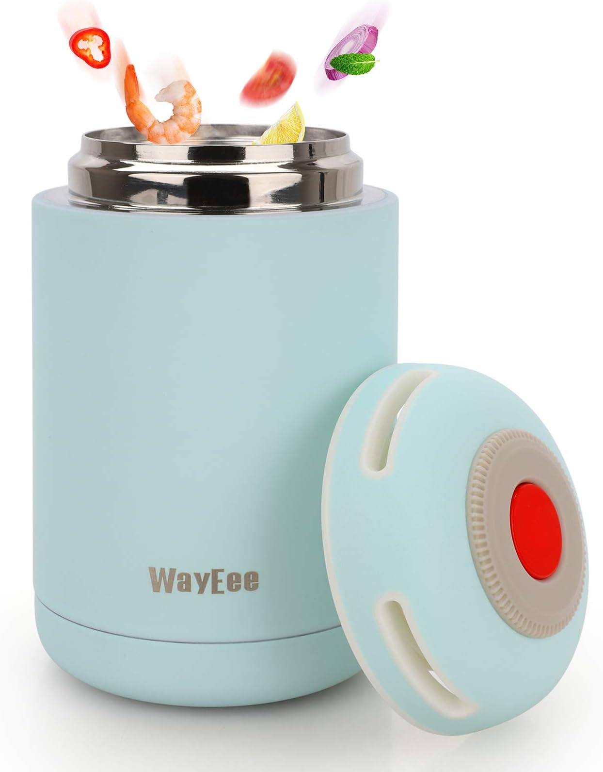 WayEeeFood Flasks for Hot Food Kids 460ml Vacuum Insulated Food Jar in Stainless Steel BPA Free Lunch Box (Blue)