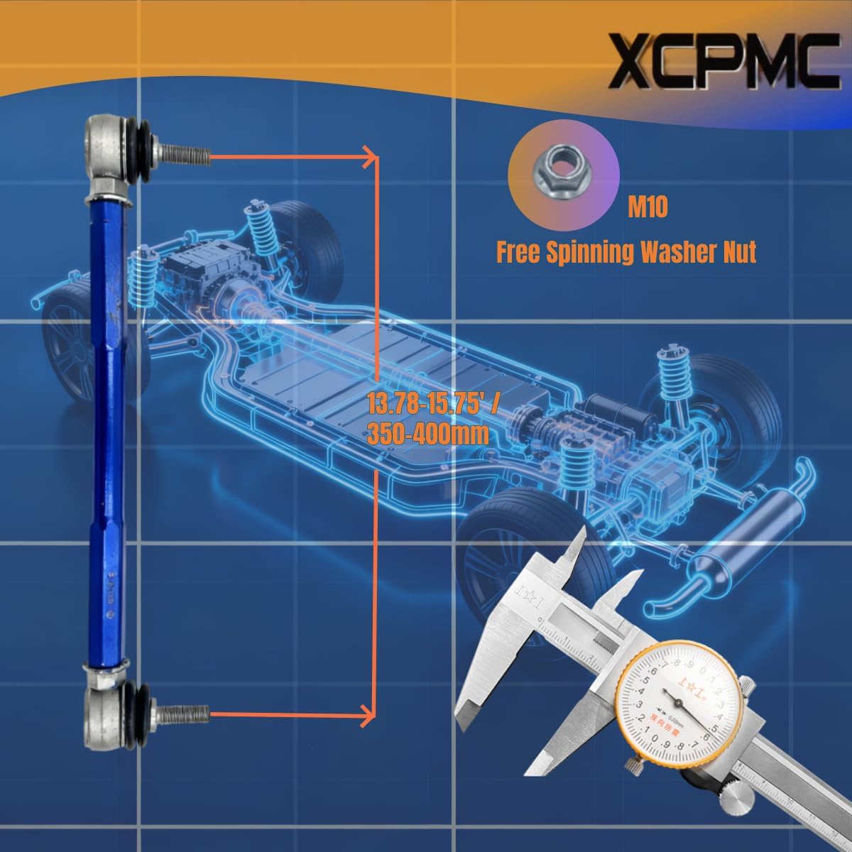 13.78-15.75' m10 Modified Front Sway Stabilizer Bar End Link 2 Pcs Left & Right Aluminium Self Adjustable 360 Degree Swivel With Length And Angle Maintenance Vehicle X354010 350-400 Blue