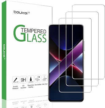 3 Pack Designed for Xiaomi Poco X7 Pro Screen Protector Tempered Glass, Anti Scratch, Bubble Free, 9H Hardness