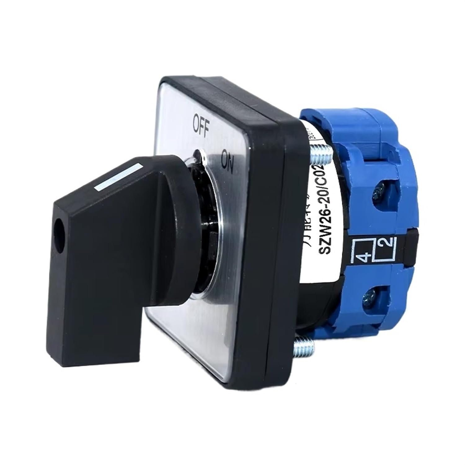 SZW26/LW26-20/DC02.1 20A 660V Off-ON One Pole Two Position Transfer Rotary Universal Changeover Cam Switch 64X64 48X48 Mm Pane(C02.1 Off ON 48X48mm)