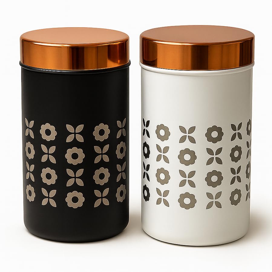 STEEPLE Stainless Steel Storage Containers Set of 2 | 750 ml Steel Jars with Lid | Airtight Kitchen Canisters | Tea Coffee Sugar Container | Dry Fruit Box for Kitchen Storage