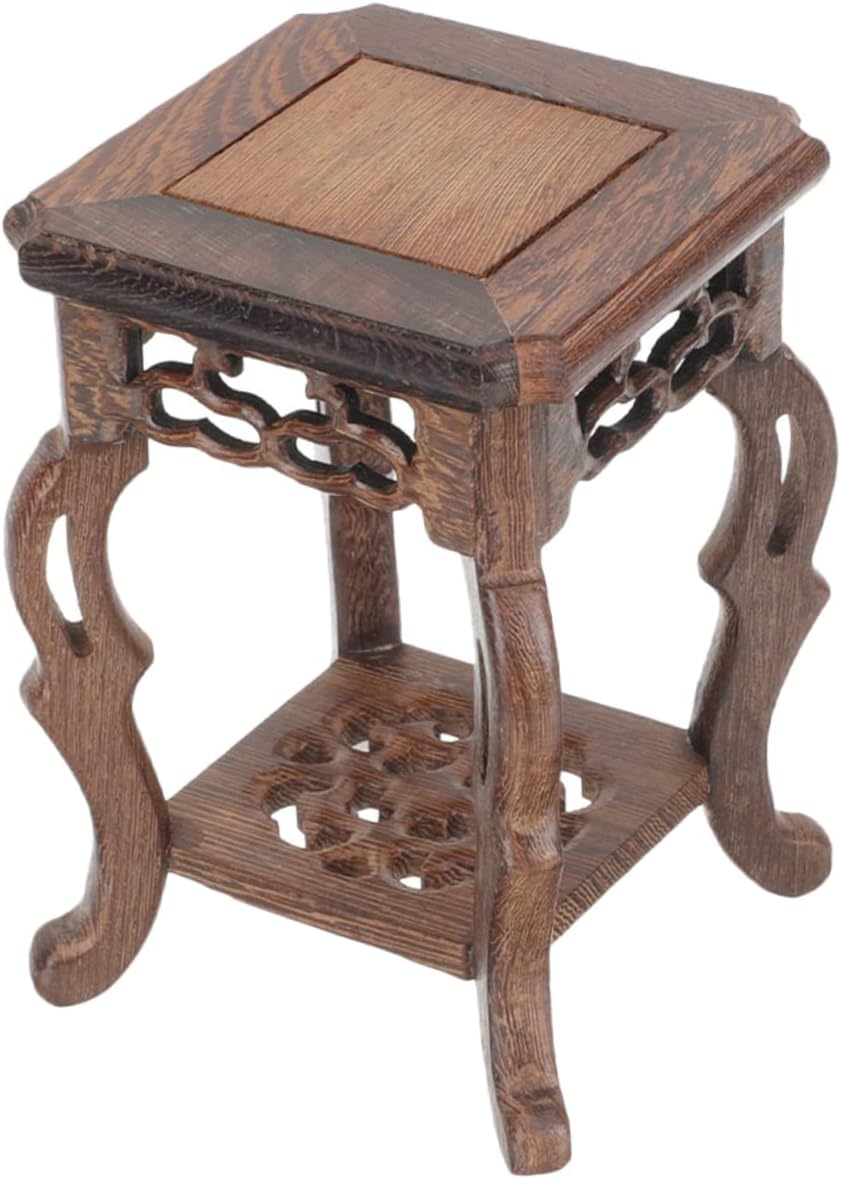 Cabilock Home Decor Wooden Stool Plant Stand Antique Vase Aquarium Table Chinese Flower Pot Display Rack Vintage Plant Pot Riser Oriental Furniture Holder for Home Decorations Office Decor