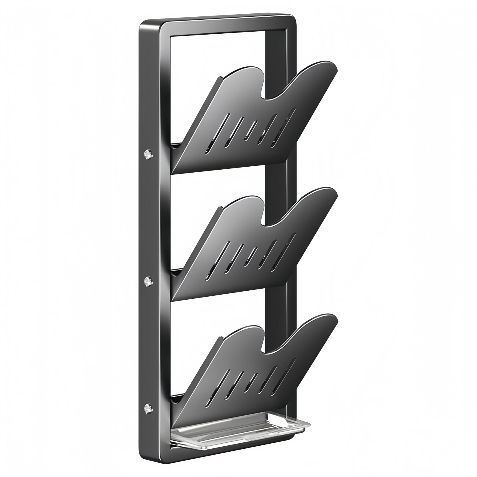 Soporte para tapa de sartén de 3 niveles plegable gris