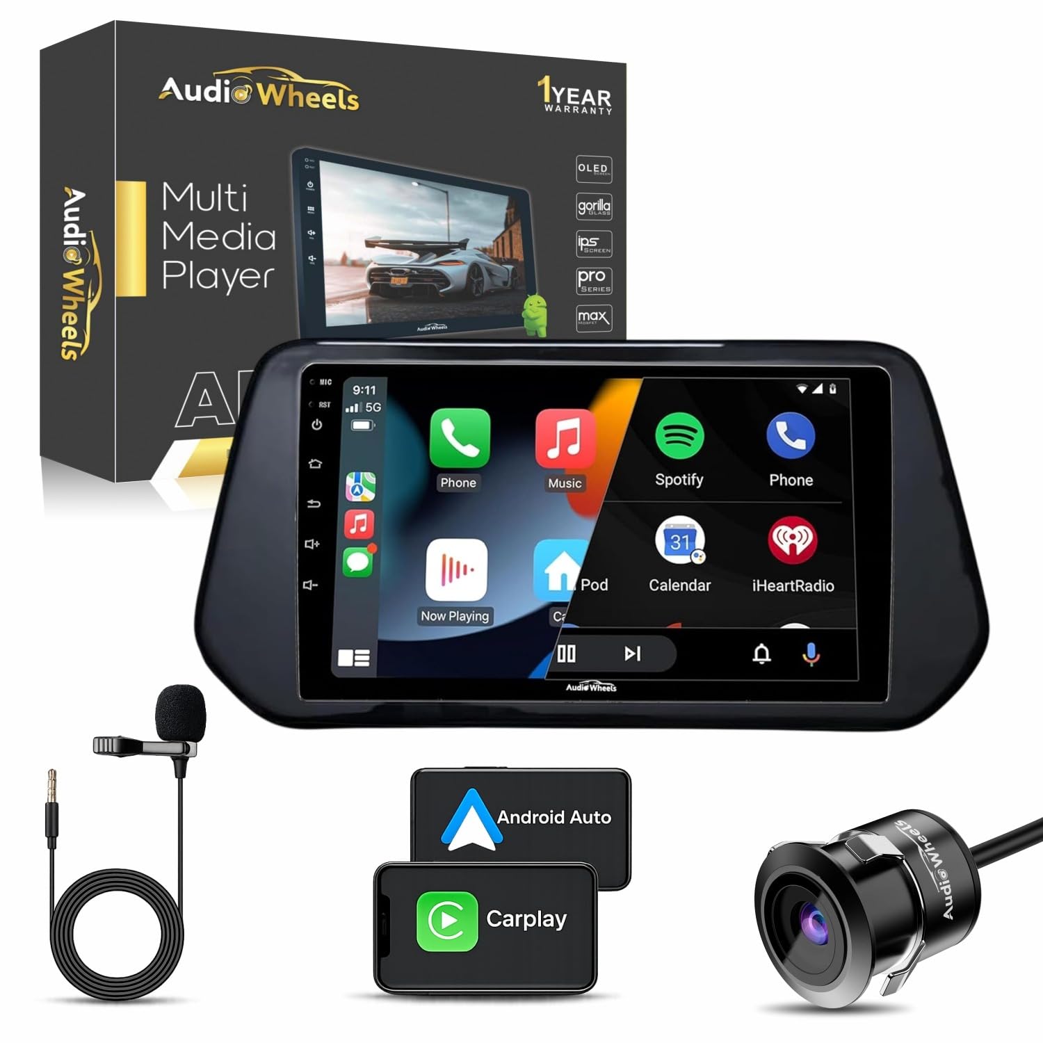 Audio Wheels (Maruti Grand Vitara 2022 9-Inch 1280P IPS Android 2/32 Car Display with Gorilla Glass - Double Din Car Stereo, Android 13,+ AHD Camera & Dashboard Frame (Maruti Grand Vitara 2022+)-image-29