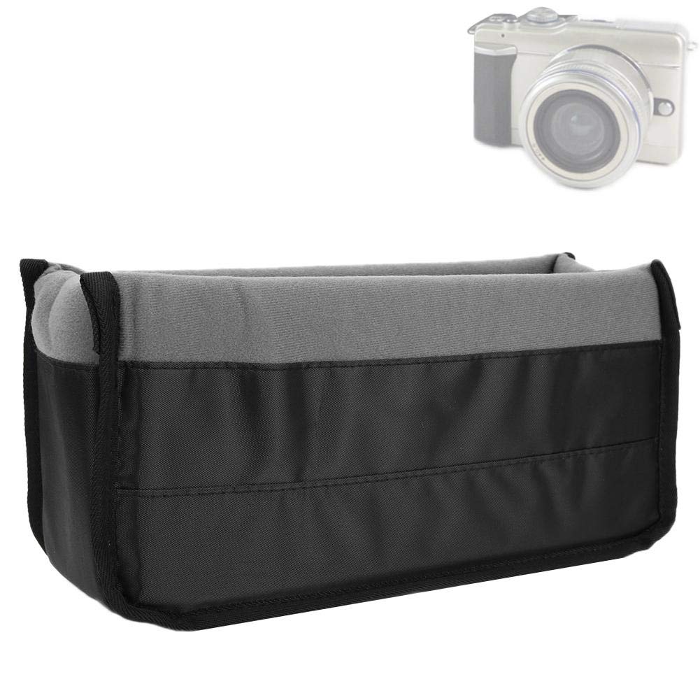 Borsa con inserto per fotocamera,divisorio imbottito morbido regolabile Protezione addensata antiurto Impermeabile Fotografia Borsa per il trasporto Custodia con gancio/Anello per fotocamera (Grigio)