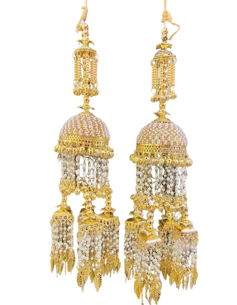 Set of 2 Indian Punjabi Wedding Kaleere Handcrafted Golden White Moti Pearl Bridal Kalira for Women and Girls (B0DGLSQS6S) Amazon Price History, Amazon Price Tracker