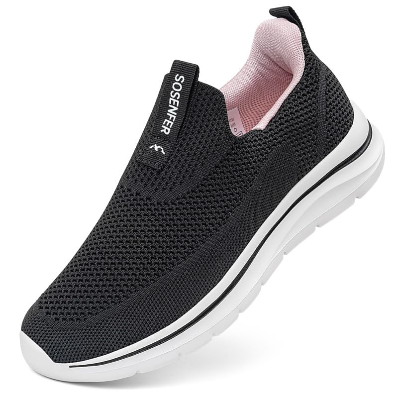 Sosenfer Damen Slip On Sneaker Atmungsaktiv Turnschuhe Leicht Mesh Sportschuhe Walkingschuhe Bequme...
