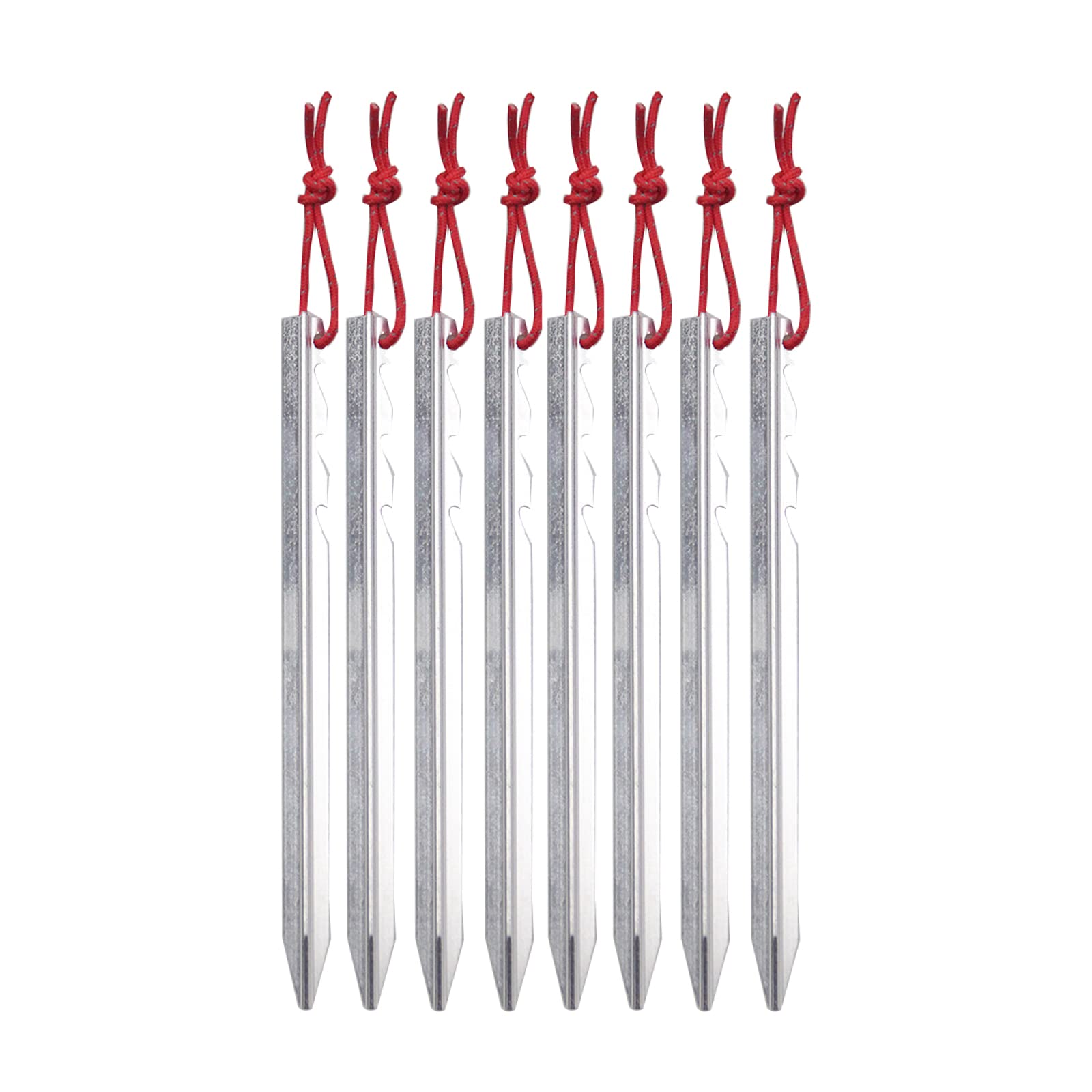 Zelt-Heringe Ultraleichte Heavy Duty Aluminium-Heringe Y-Form Heavy Duty Zelt-Heringe mit reflektierendem Seil für Camping Strand Outdoor Sand (Silber 8 Stück)