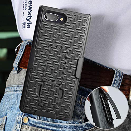 Nakedcellphone HOLCOM-K2LE-BLACK Case With Clip For Blackberry Key2 Le, Nakedcellphone [Black Tread] Kickstand Cover With [Rotating/Ratchet] Belt Hip Holster Combo thumb #5