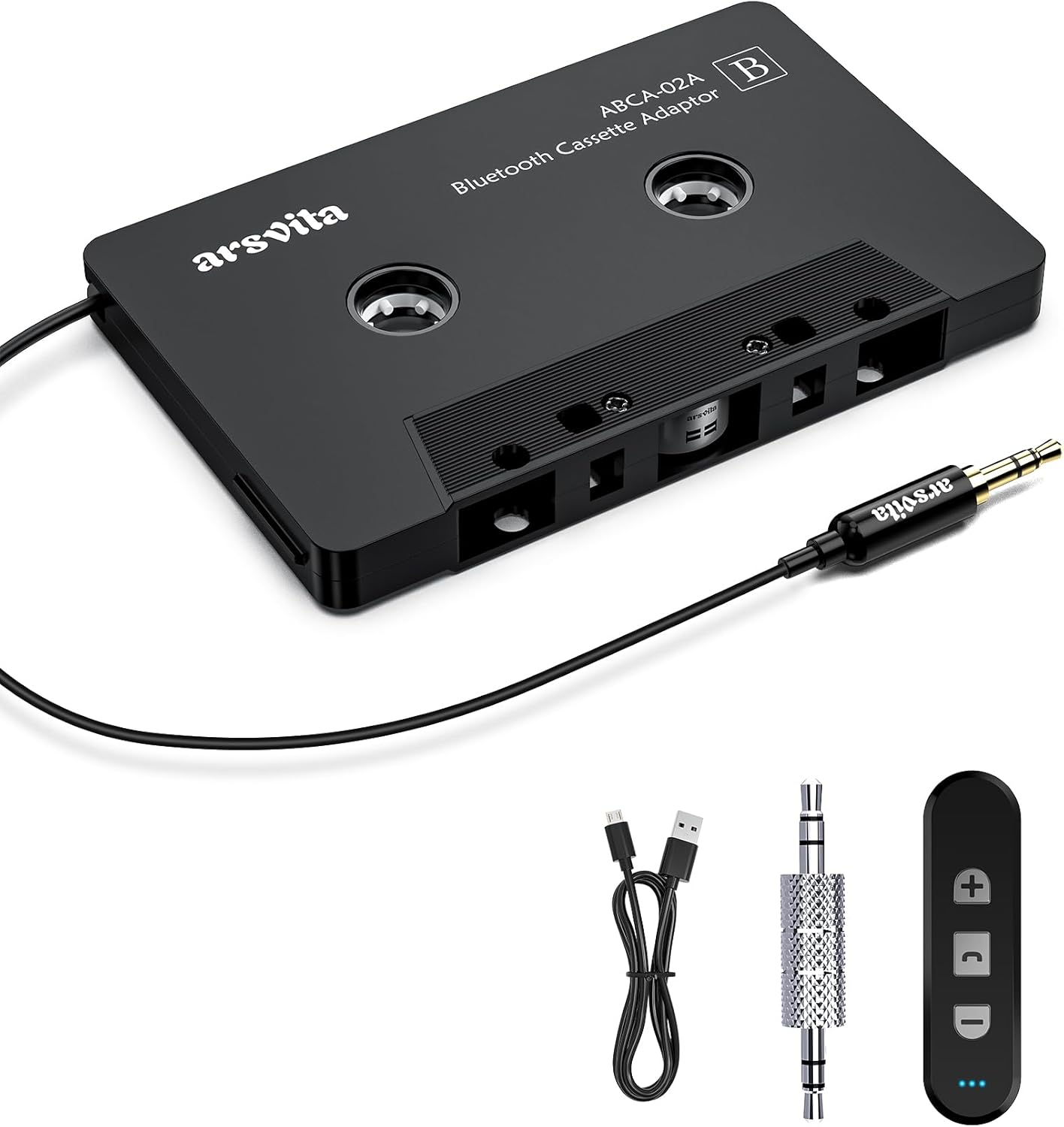 Arsvita Car Audio Cassette to Aux Adapter, 5.0 Bluetooth