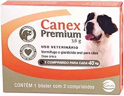 Ceva Vermífugo Canex Premium Cães 3 6G Cães 40Kg Para Cães