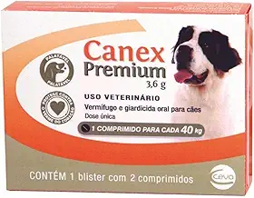 Ceva Vermífugo Canex Premium Cães 3 6G Cães 40Kg Para Cães
