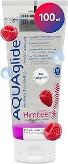 JOYDIVISION AQUAglide Lubrifiant Framboise 100 ml I à base d'eau I Lubrifiant Premium avec goût & parfum I pour préservatifs en latex I Lubrification longue durée