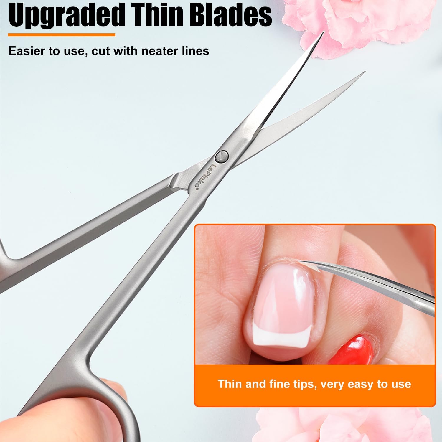 Cuticle Scissors, UPGRADED Fine Tip, for Mani and Pedi,
